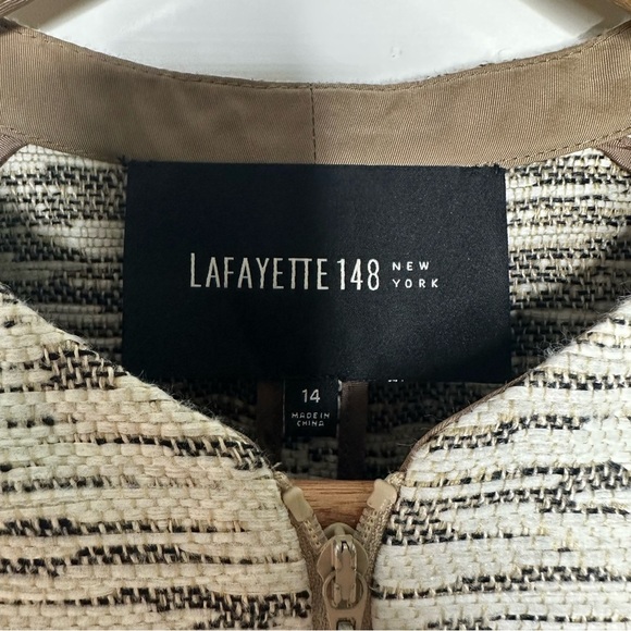 Lafayette 148 New York Beige Linen Blend Zip Up Blazer Size 14 - Picture 4 of 7
